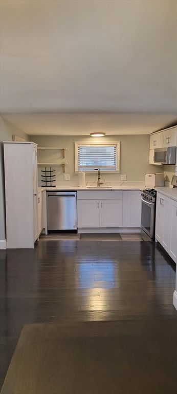 Interior, Kitchen, Stainless Steel Appliances, Wood Texture Flooring