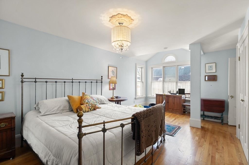 Bedroom, Chandelier, Interior, Wood Texture Flooring