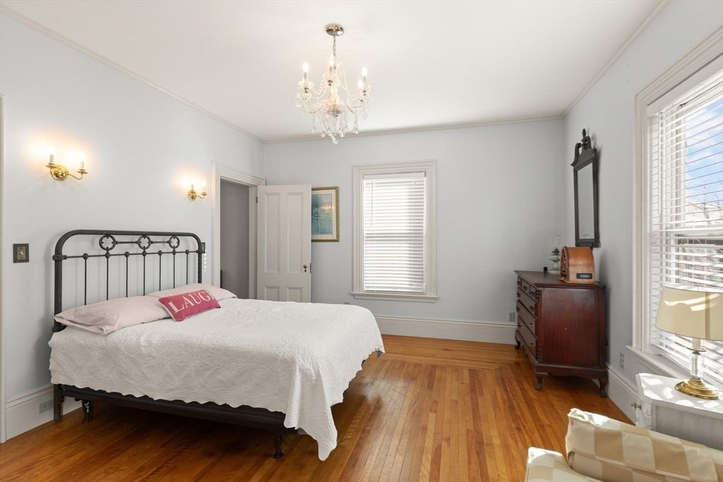 Bedroom, Chandelier, Interior, Wood Texture Flooring