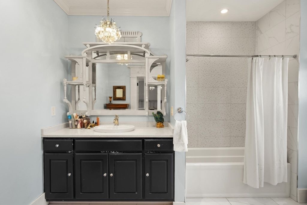 Bathroom, Chandelier, Interior, Recessed Lighting