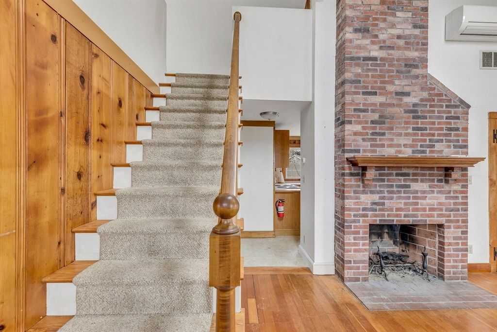 Fireplace, Interior, Stone Walls, Wood Texture Flooring