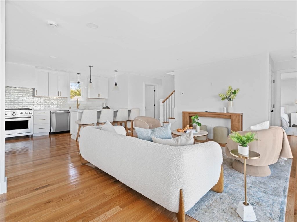 Interior, Kitchen, Living room, Stainless Steel Appliances, Wood Texture Flooring