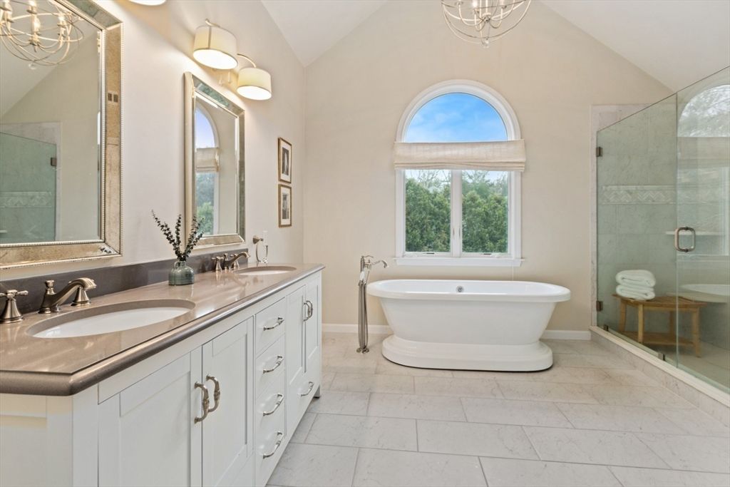 Bathroom, Dual Sink Vanities, Free Standing Baths, Glass Shower, Interior