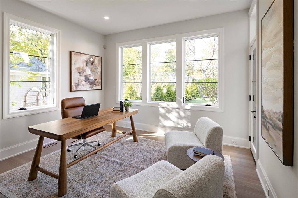 Home Office, Interior, Recessed Lighting, Wood Texture Flooring