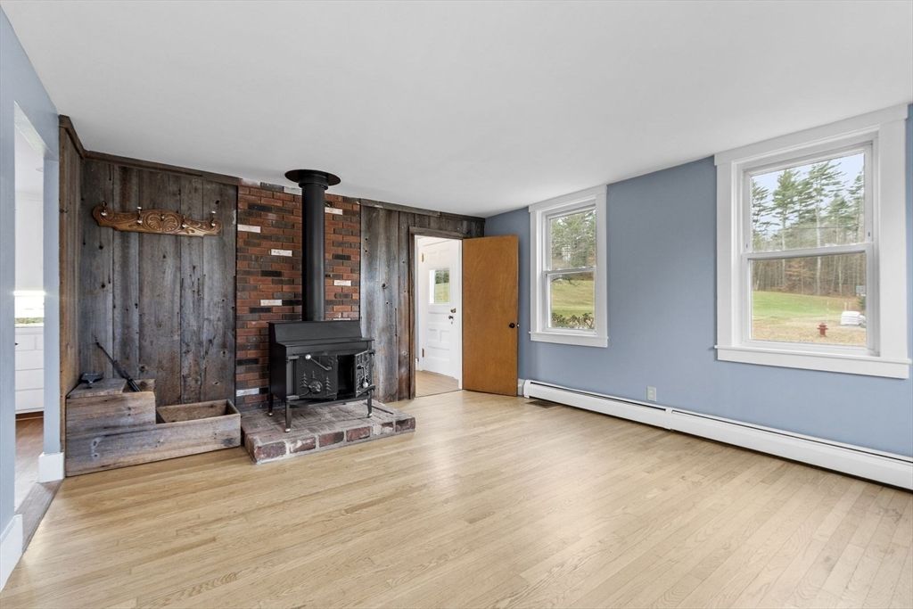 Empty room, Fireplace, Interior, Stone Walls, Wood Texture Flooring, Wooden Walls