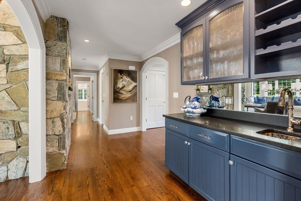 Interior, Recessed Lighting, Stone Walls, Wood Texture Flooring