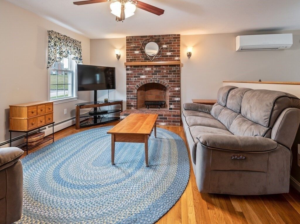 Fireplace, Interior, Living room, Stone Walls, Wood Texture Flooring