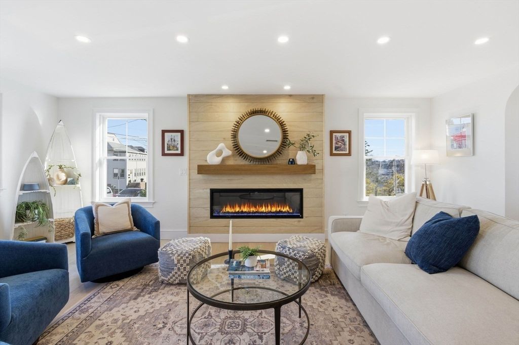 Fireplace, Interior, Living room, Recessed Lighting