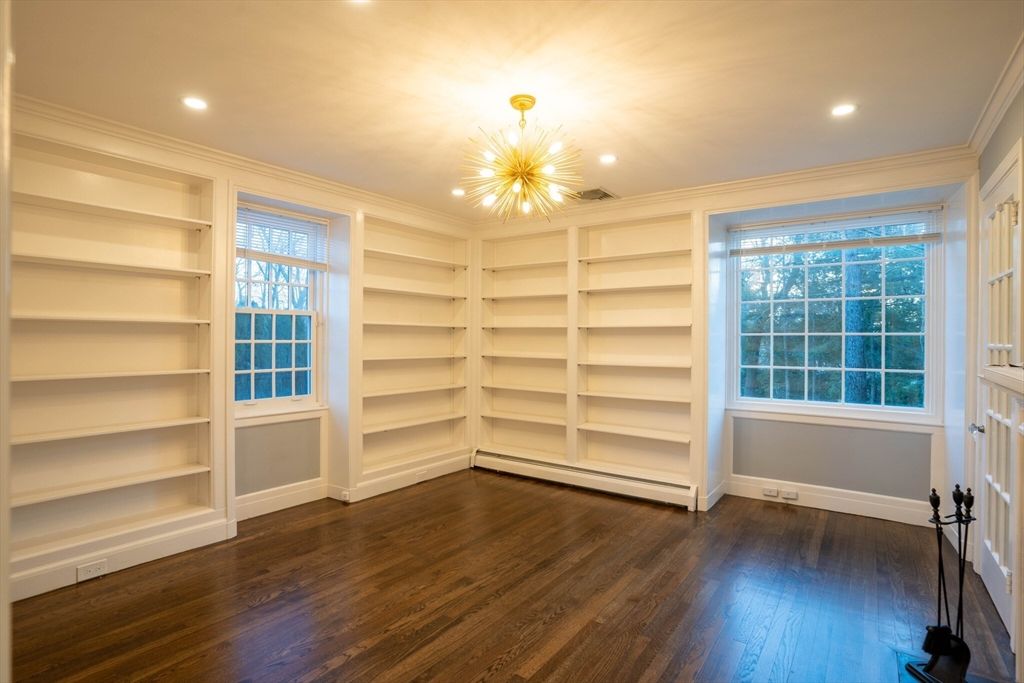 Empty room, Interior, Pendant Lights, Recessed Lighting, Wood Texture Flooring