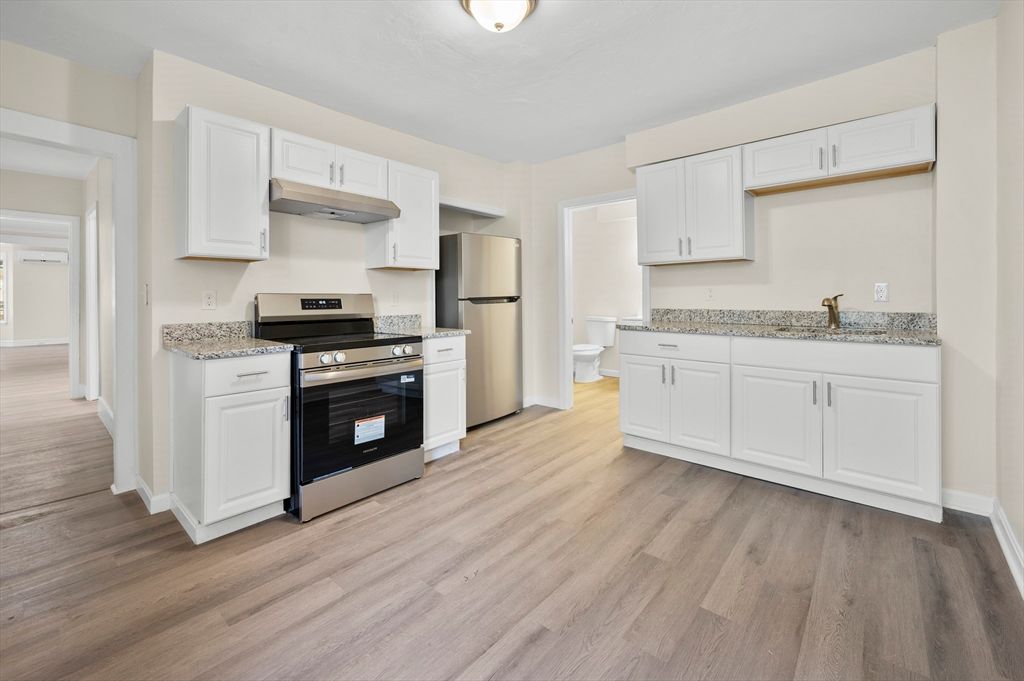 Interior, Kitchen, Stainless Steel Appliances, Wood Texture Flooring