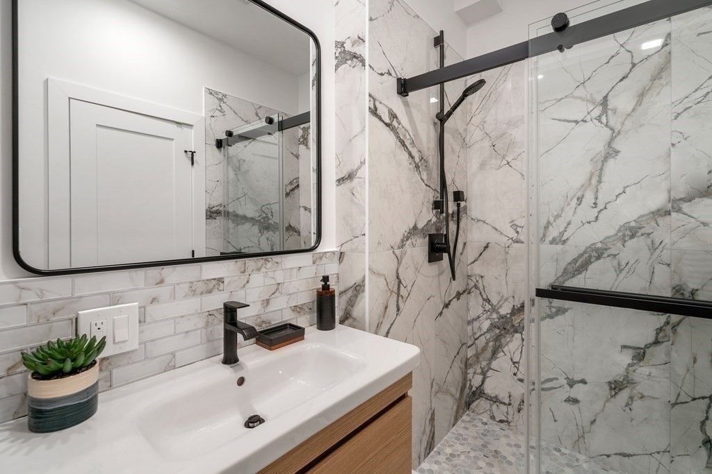 Bathroom, Glass Shower, Interior, Marble Walls