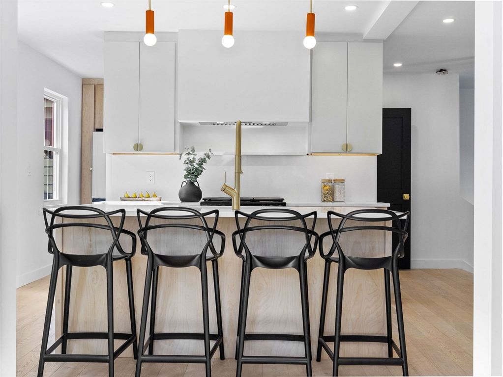 Interior, Kitchen, Pendant Lights, Recessed Lighting, Wood Texture Flooring
