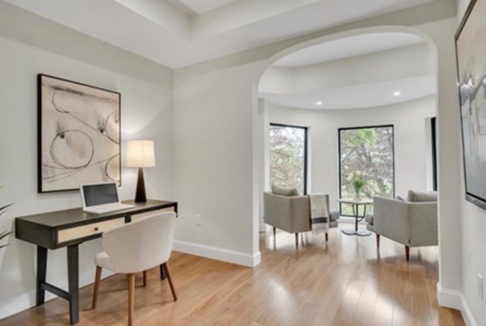 Home Office, Interior, Recessed Lighting, Wood Texture Flooring