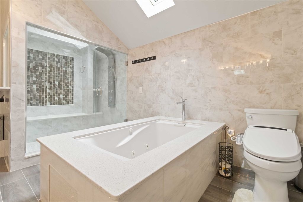 Bathroom, Glass Shower, Interior, Wood Texture Flooring