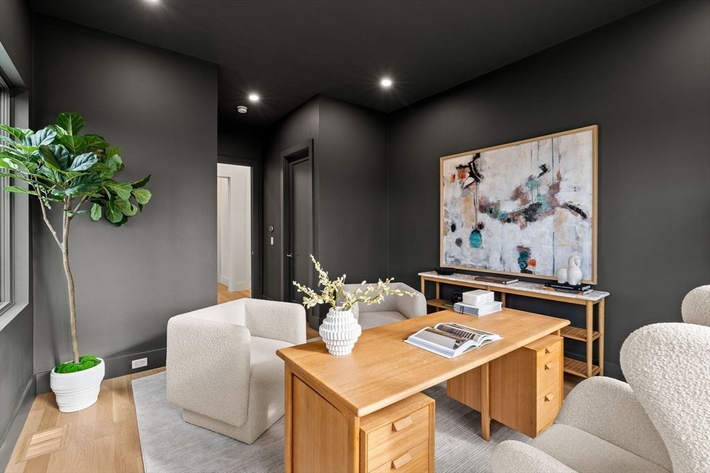 Home Office, Interior, Recessed Lighting, Wood Texture Flooring