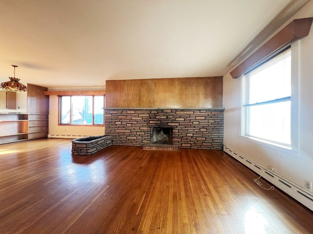 Empty room, Fireplace, Interior, Wood Texture Flooring