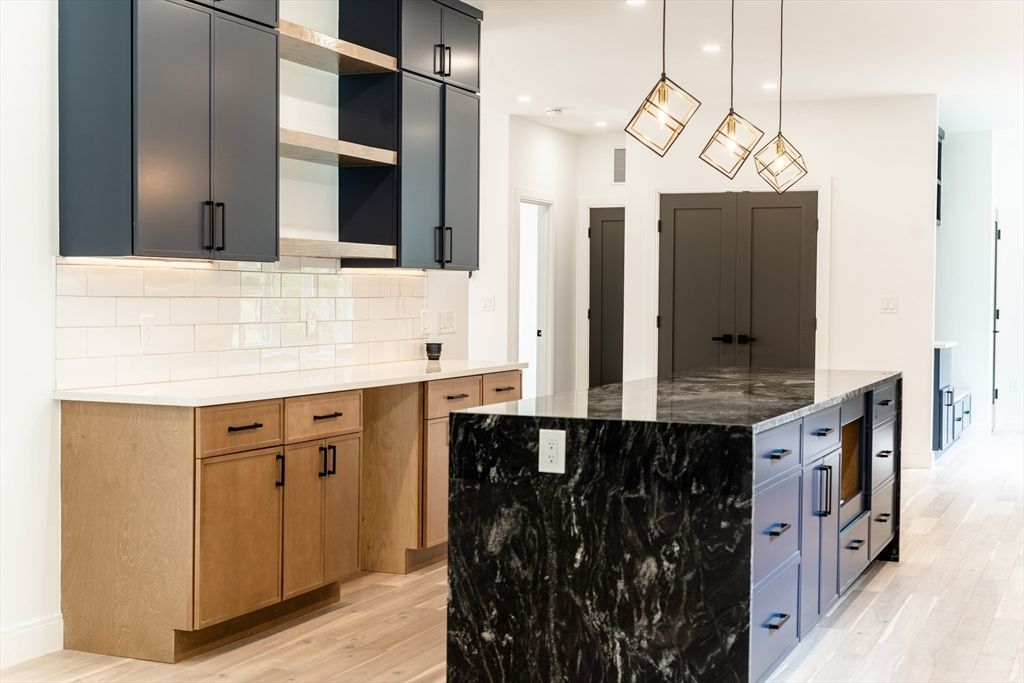 Interior, Kitchen, Pendant Lights, Recessed Lighting, Wood Texture Flooring