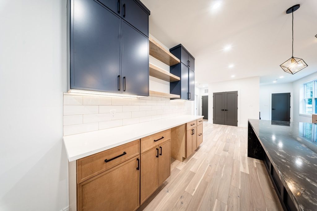 Interior, Kitchen, Pendant Lights, Recessed Lighting, Wood Texture Flooring