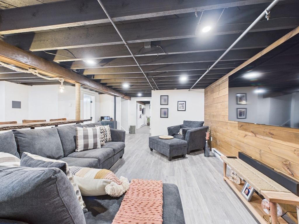 Interior, Living room, Recessed Lighting, Wooden Beams, Wood Texture Flooring, Wooden Walls