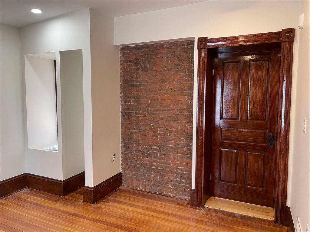 Interior, Recessed Lighting, Stone Walls, Wood Texture Flooring