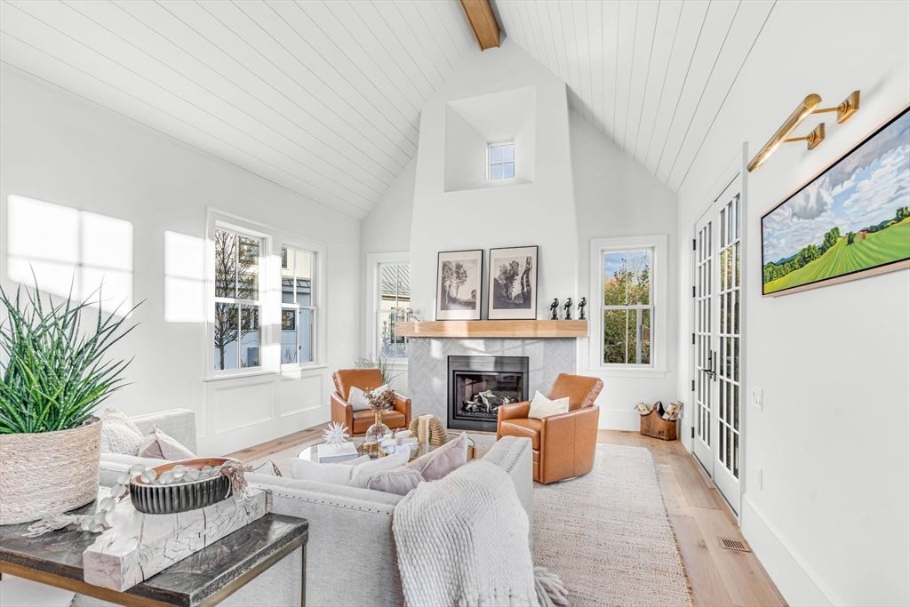 Fireplace, Interior, Living room, Wooden Beams, Wood Texture Flooring