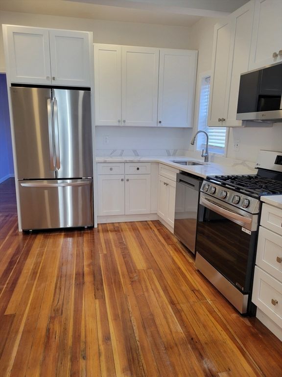 Interior, Kitchen, Stainless Steel Appliances, Wood Texture Flooring