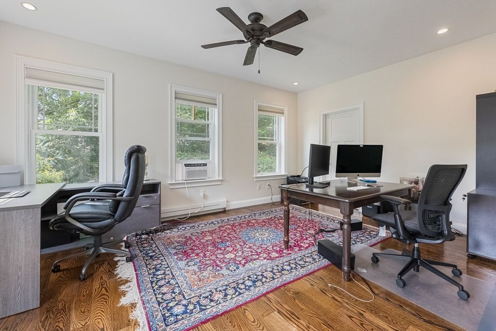 Home Office, Interior, Recessed Lighting, Wood Texture Flooring