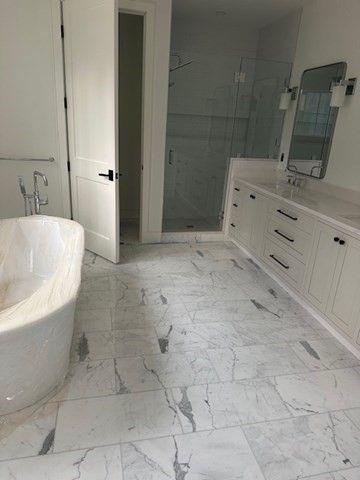 Bathroom, Dual Sink Vanities, Free Standing Baths, Interior, Marble