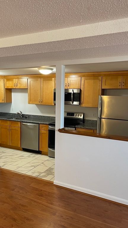 Interior, Kitchen, Stainless Steel Appliances, Wood Texture Flooring