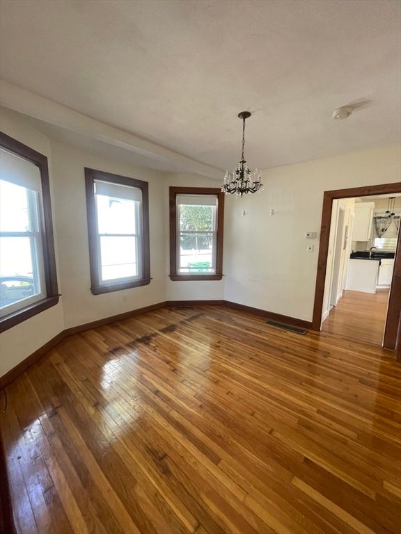 Chandelier, Empty room, Interior, Wood Texture Flooring