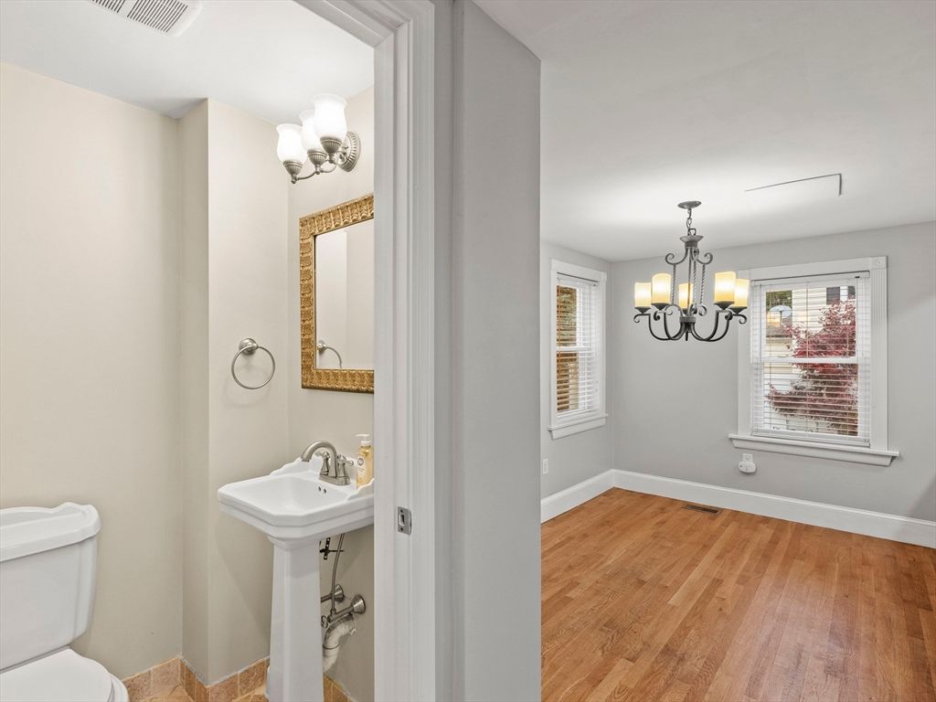 Bathroom, Chandelier, Interior, Wood Texture Flooring