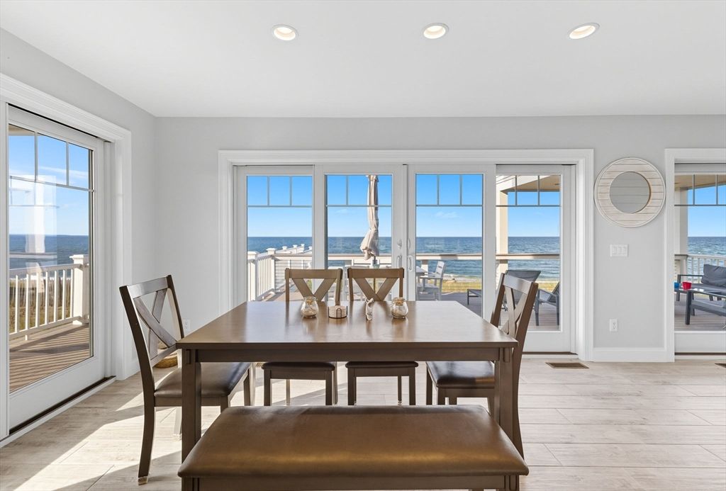 Dining room, Interior, Recessed Lighting, Water, Wood Texture Flooring