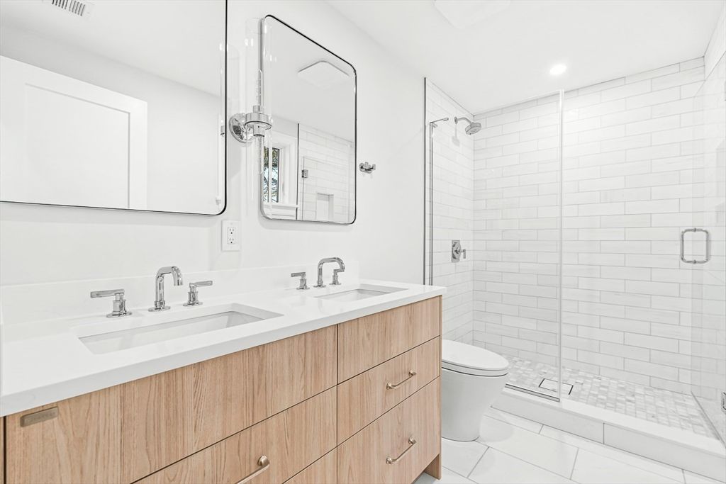 Bathroom, Dual Sink Vanities, Glass Shower, Interior, Recessed Lighting