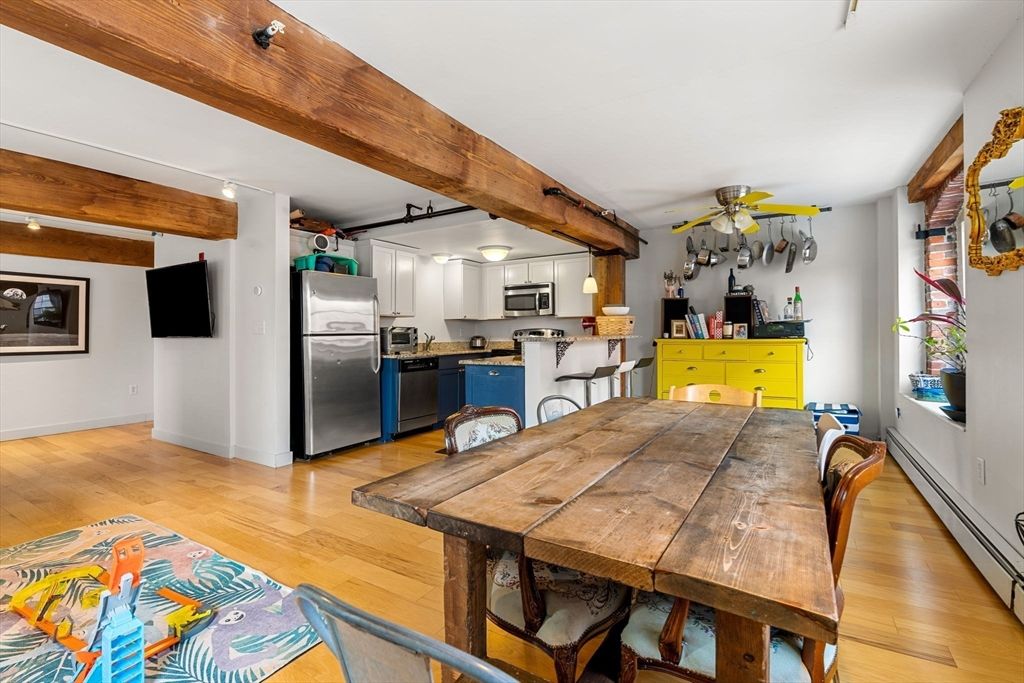 Dining room, Interior, Kitchen, Wooden Beams, Wood Texture Flooring