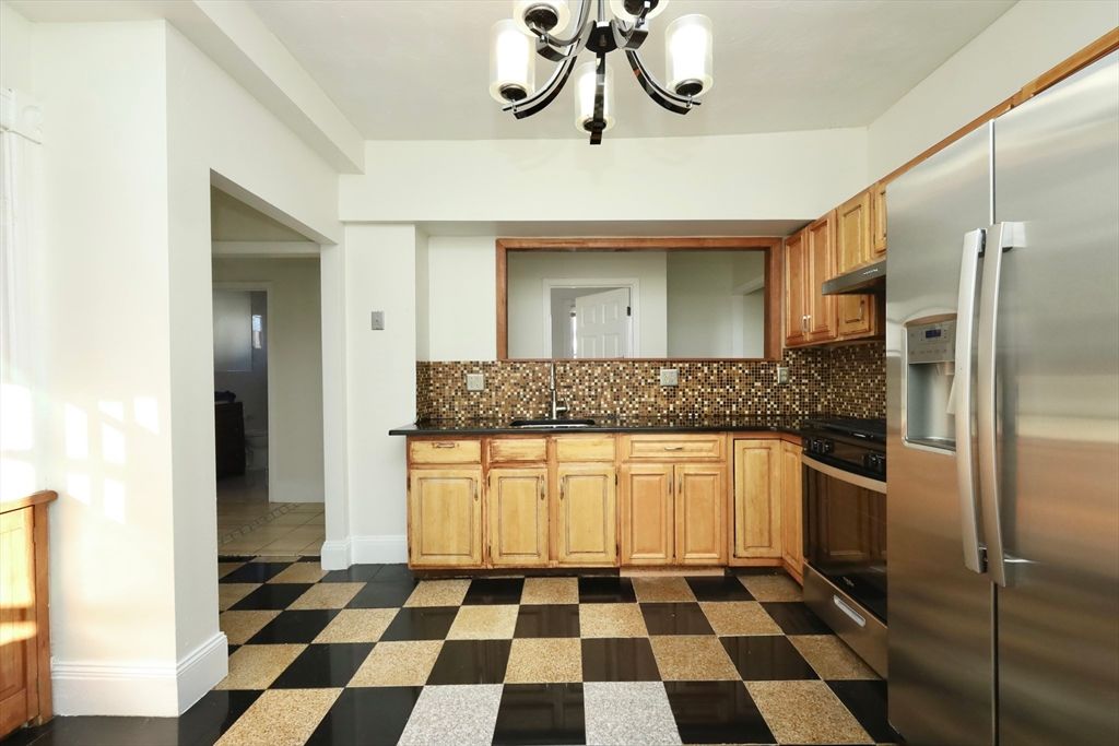 Chandelier, Interior, Kitchen, Stainless Steel Appliances