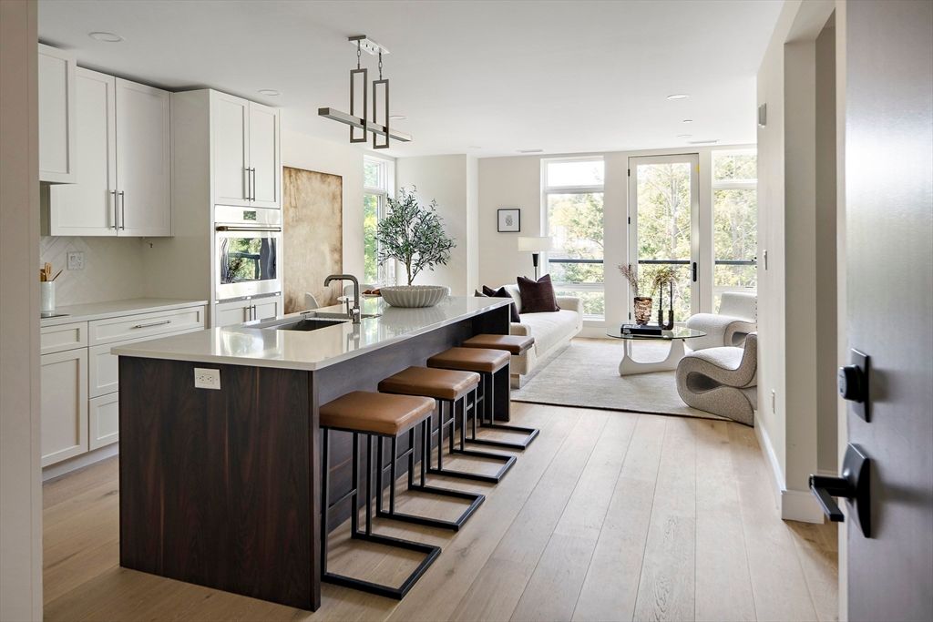 Interior, Kitchen, Living room, Pendant Lights, Recessed Lighting, Wood Texture Flooring