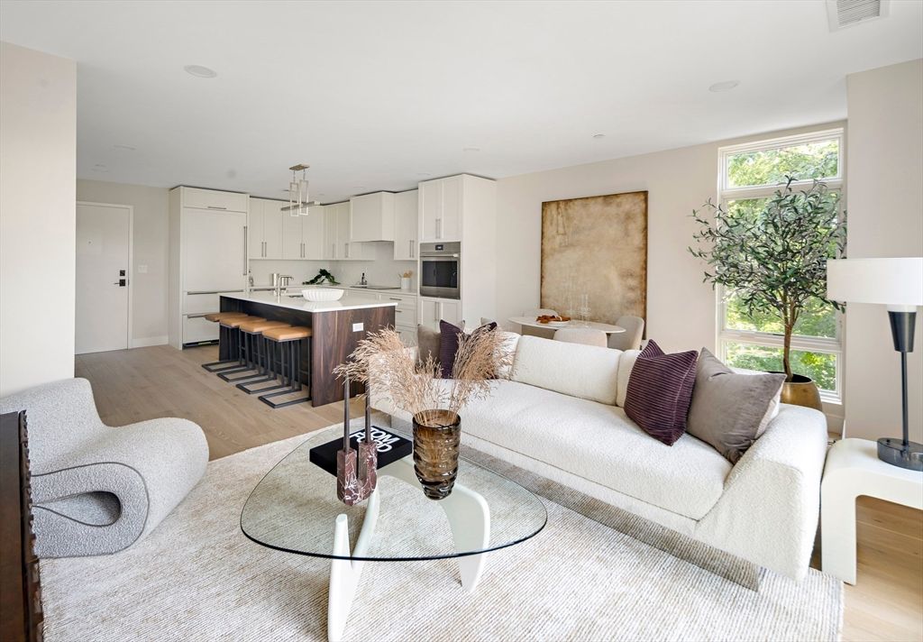 Interior, Kitchen, Living room, Pendant Lights, Stainless Steel Appliances, Wood Texture Flooring