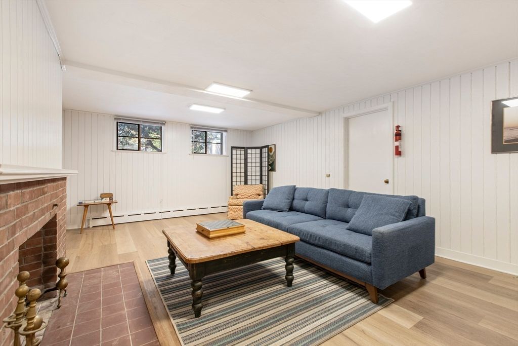 Fireplace, Interior, Living room, Stone Walls, Wood Texture Flooring