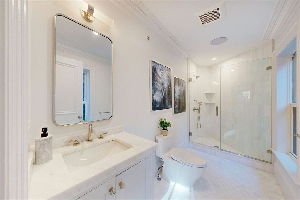 Bathroom, Glass Shower, Interior, Recessed Lighting