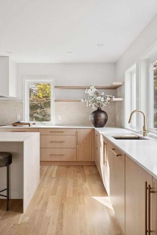 Interior, Kitchen, Recessed Lighting, Wood Texture Flooring