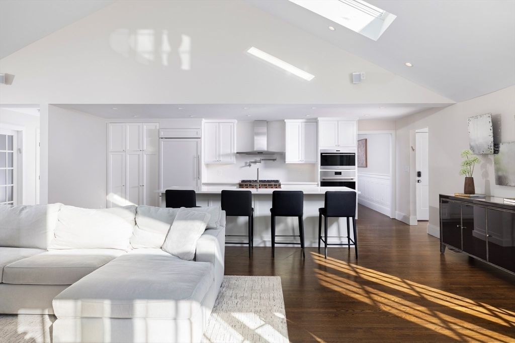 Interior, Kitchen, Living room, Recessed Lighting, Stainless Steel Appliances, Wood Texture Flooring