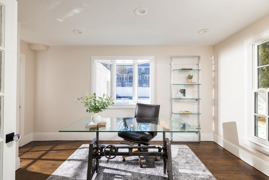 Home Office, Interior, Recessed Lighting, Wood Texture Flooring