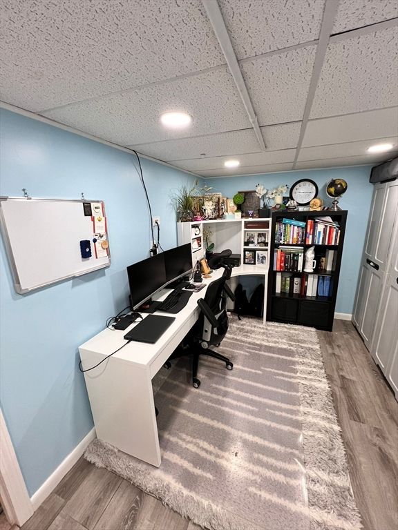 Home Office, Interior, Recessed Lighting, Wood Texture Flooring
