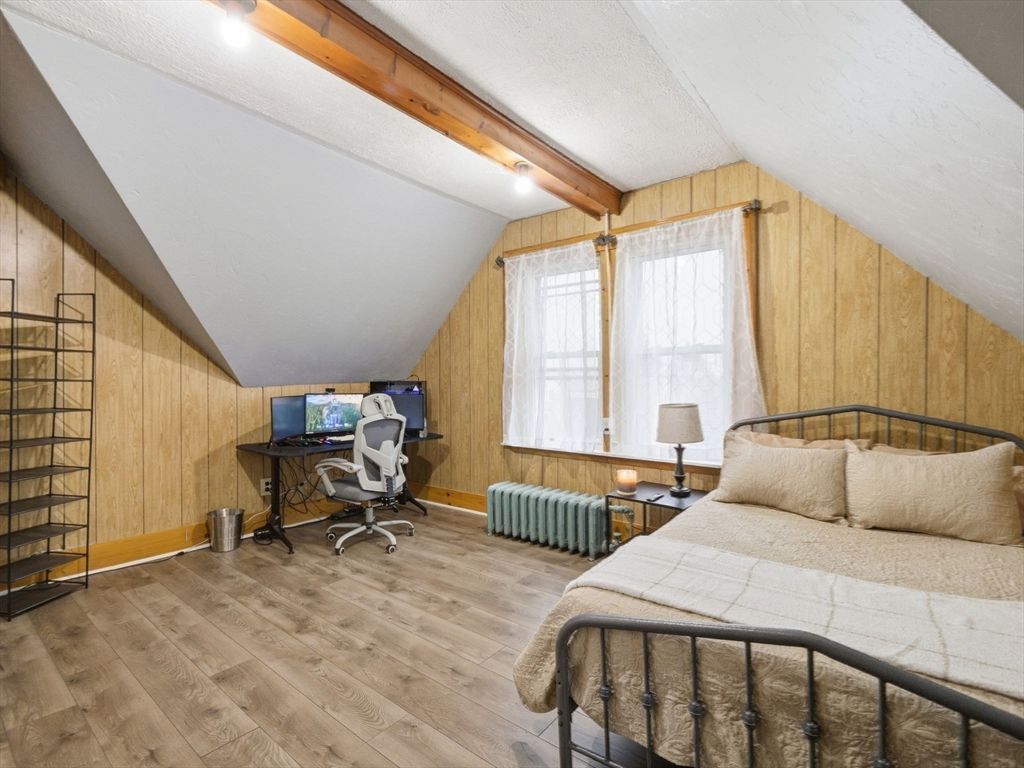 Bedroom, Home Office, Interior, Wooden Beams, Wood Texture Flooring, Wooden Walls