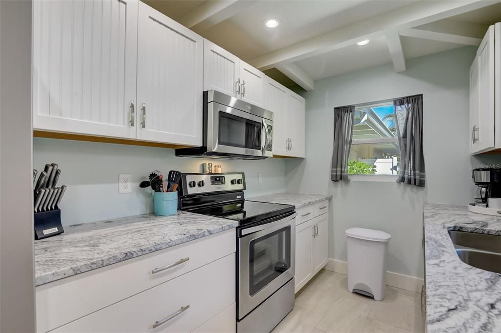 Interior, Kitchen, Marble, Recessed Lighting, Stainless Steel Appliances