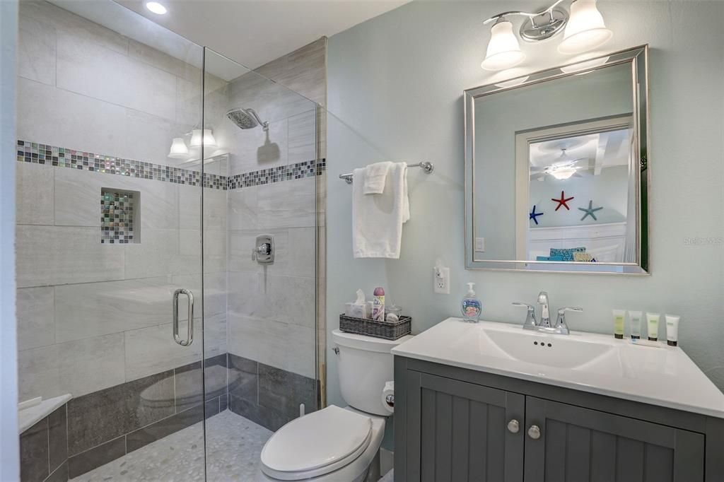 Bathroom, Glass Shower, Interior, Recessed Lighting