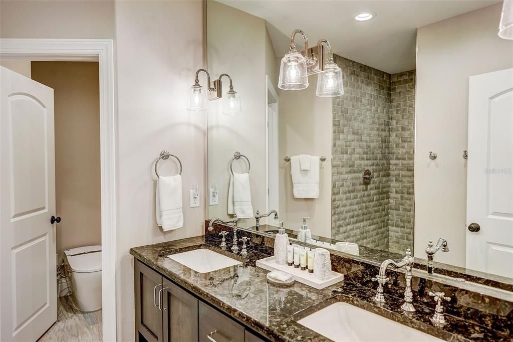 Bathroom, Dual Sink Vanities, Glass Shower, Interior, Recessed Lighting