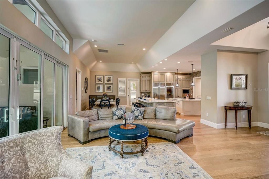 Interior, Kitchen, Living room, Pendant Lights, Recessed Lighting, Stainless Steel Appliances, Wood Texture Flooring