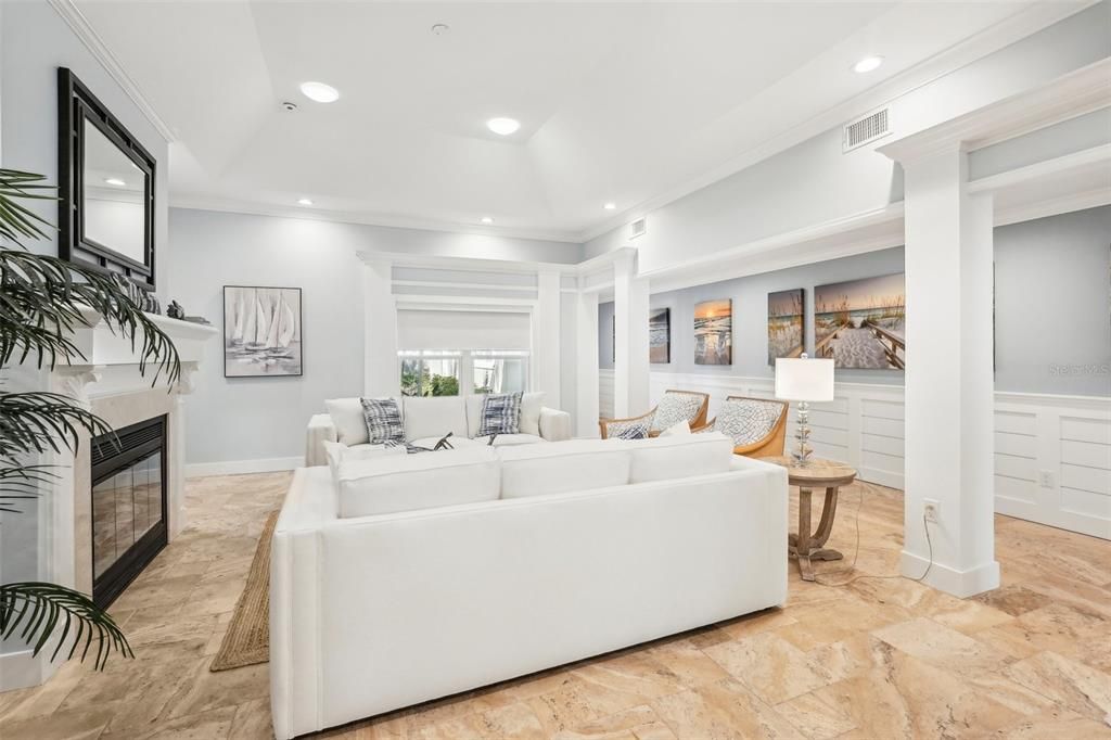 Fireplace, Interior, Living room, Recessed Lighting