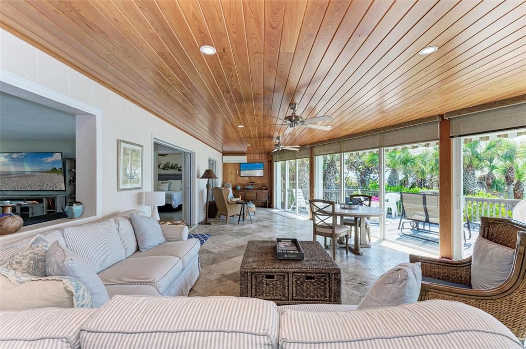 Dining room, Interior, Living room, Recessed Lighting, Wooden Ceilings
